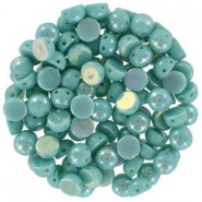 Cuentas de vidrio Czech Cabuchones 2 agujeros 6mm - Jade Full Light AB